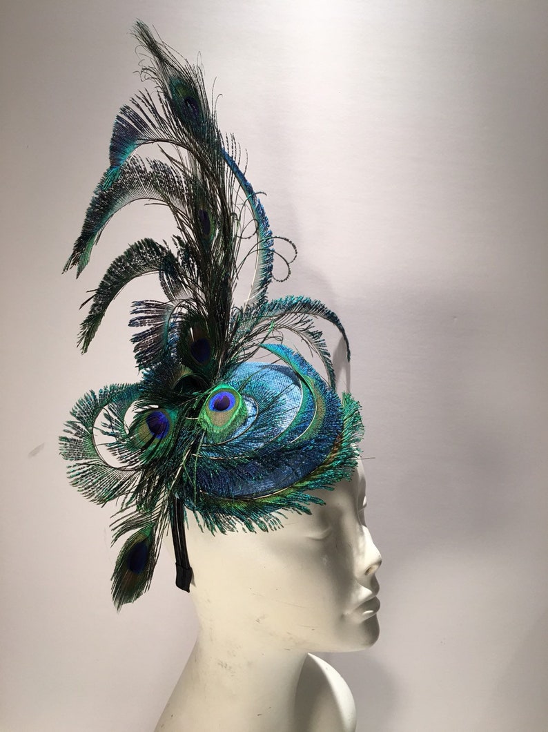 Peacock Fascinator- Navy Hat- Derby image 9