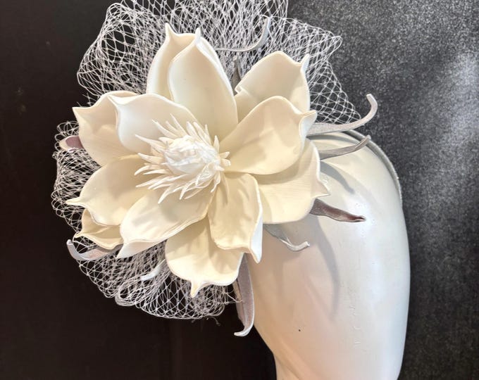 White Lotus Fascinator- Diner en Blanc - White fashion headband- Sale