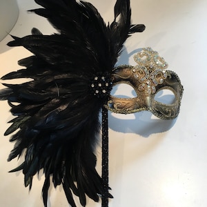 Gold black Mask- Black Masquerade Mask