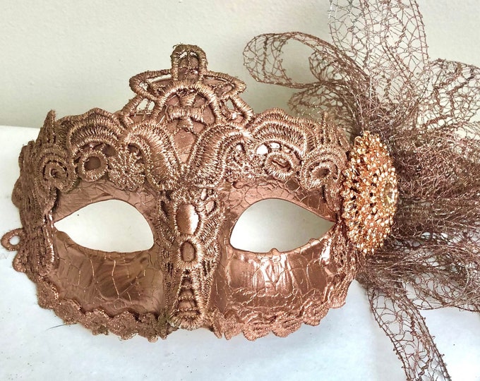 Rose gold Masquarade Mask -Mardi Gras  Halloween