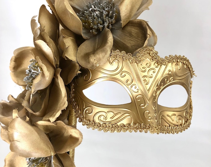 Gold Masquerade Mask- Magnolia - Mardi Gras