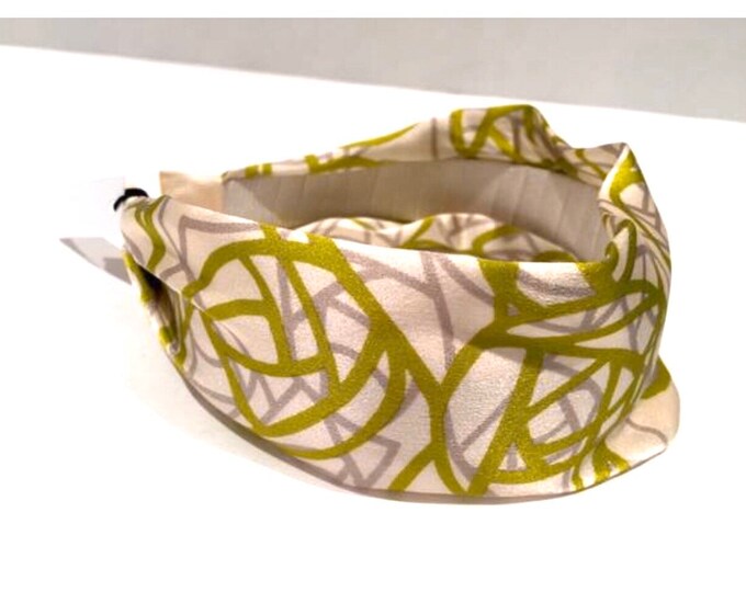Silk headband- Wide hair accessory- Chartreuse