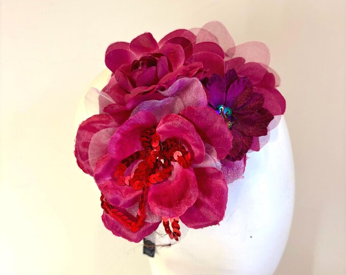 Wine plum headband- Derby- Vintage flower headband