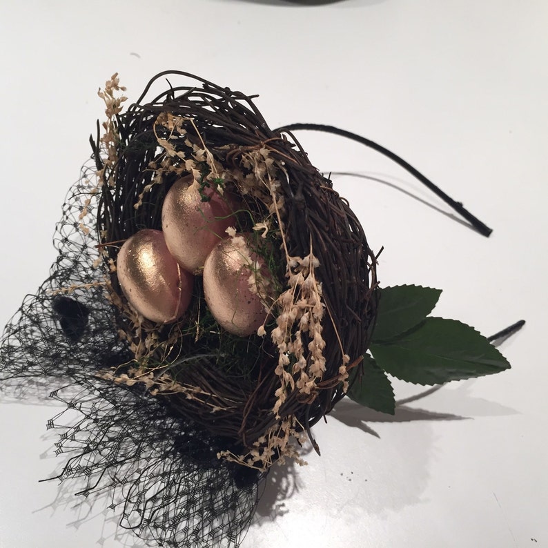 Gold Fascinator Bird Nest Headband Etsy