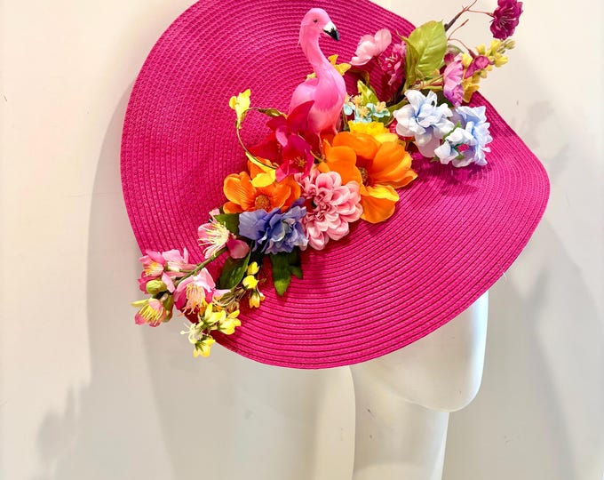 Flamingo Hat - Hot Pink fascinator - Derby- Luncheon