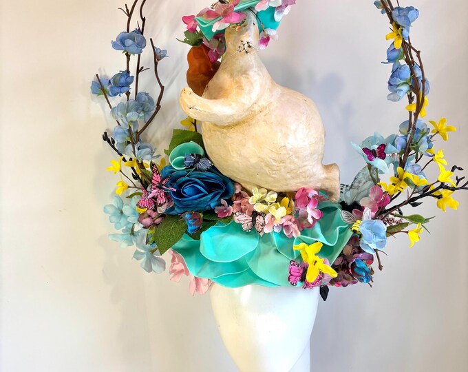 Easter Bonnet fascinator - Bunny Hat  - NYC Easter Parade- Featured in the NY POST