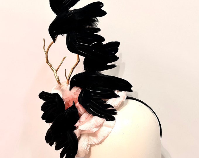 Black Fascinator- Met gala- Garden luncheon headpiece