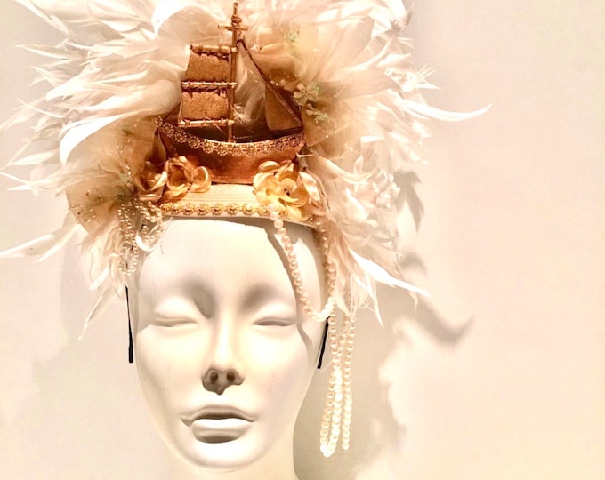 Marie Antoinette Headpiece- Gold Fascinator- Easter -Costume Headband