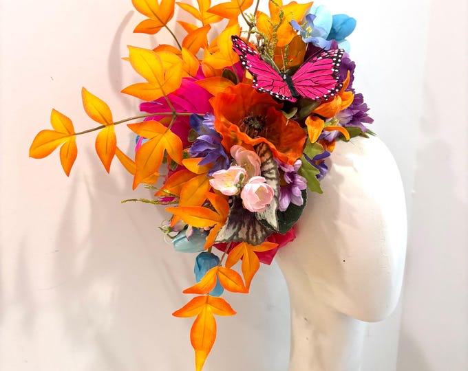 Orange Fascinator -Wedding- Derby- Polo match