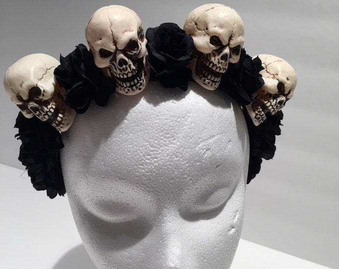 Skull and Flower Headband- Day of the Dead