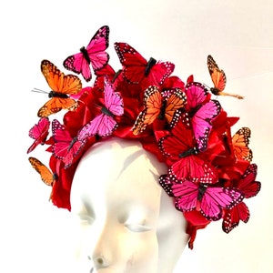 Copricapo a farfalla - Cappello rosso fascinator - Costume da farfalla - Derby