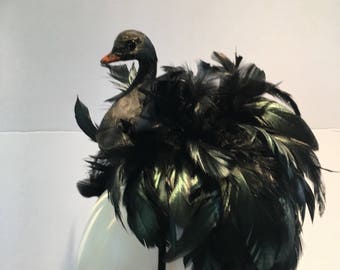 Swan Lake Headband- Black Swan- Black Fascinator- Black Bird Headband- Feather Headpeice- Bird headband- Black swan Halloween costume