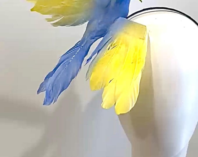 Dove with olive branch Fascinator- Derby- Peace sign -Blue and yellow