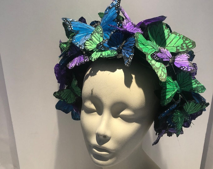 Butterfly Headpiece- Blue purple Fascinator- Kentucky Derby