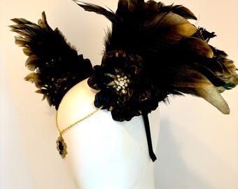 Tribal Princess- Burner Fashion - Black feather headdress