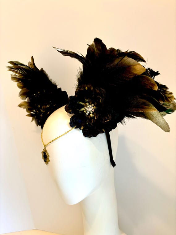 Tribal Princess- Burner Fashion - Black Feather Headdress - Etsy display picture 1