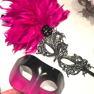 Matching mens Plain Masquerade Mask One mask image 3