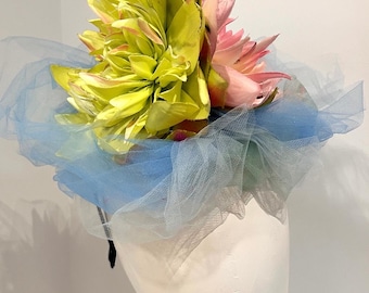 Water Lily Fascinator- Pink Green Derby hat -Lilies for the Fillies