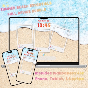 Summer Beach Phone Wallpaper, Polaroid Frame iPad Background, Laptop Desktop Wallpaper, Aesthetic Photo Widget Lockscreen, Digital Download
