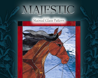 Majestic - stained glass horse head pattern suncatcher window hanging glass art