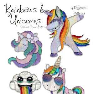 Rainbows and Unicorns Stained Glass Patterns