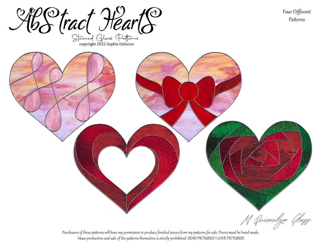 Abstract Hearts Stained Glass Patterns - Etsy