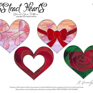 Abstract Hearts Stained Glass Patterns