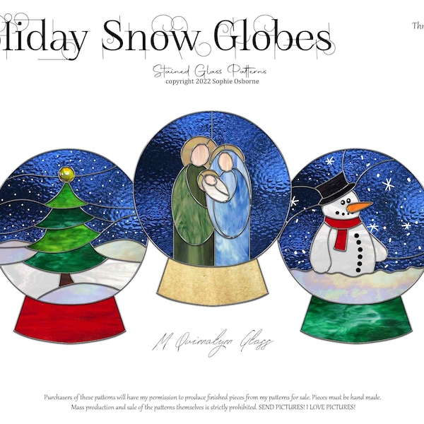 Holiday Snow Globes Stained Glass Patterns