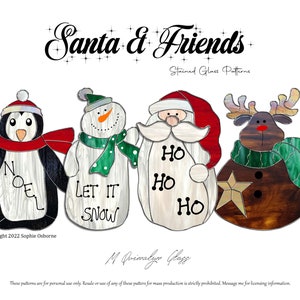 Santa and Friends Stained Glass Pattern