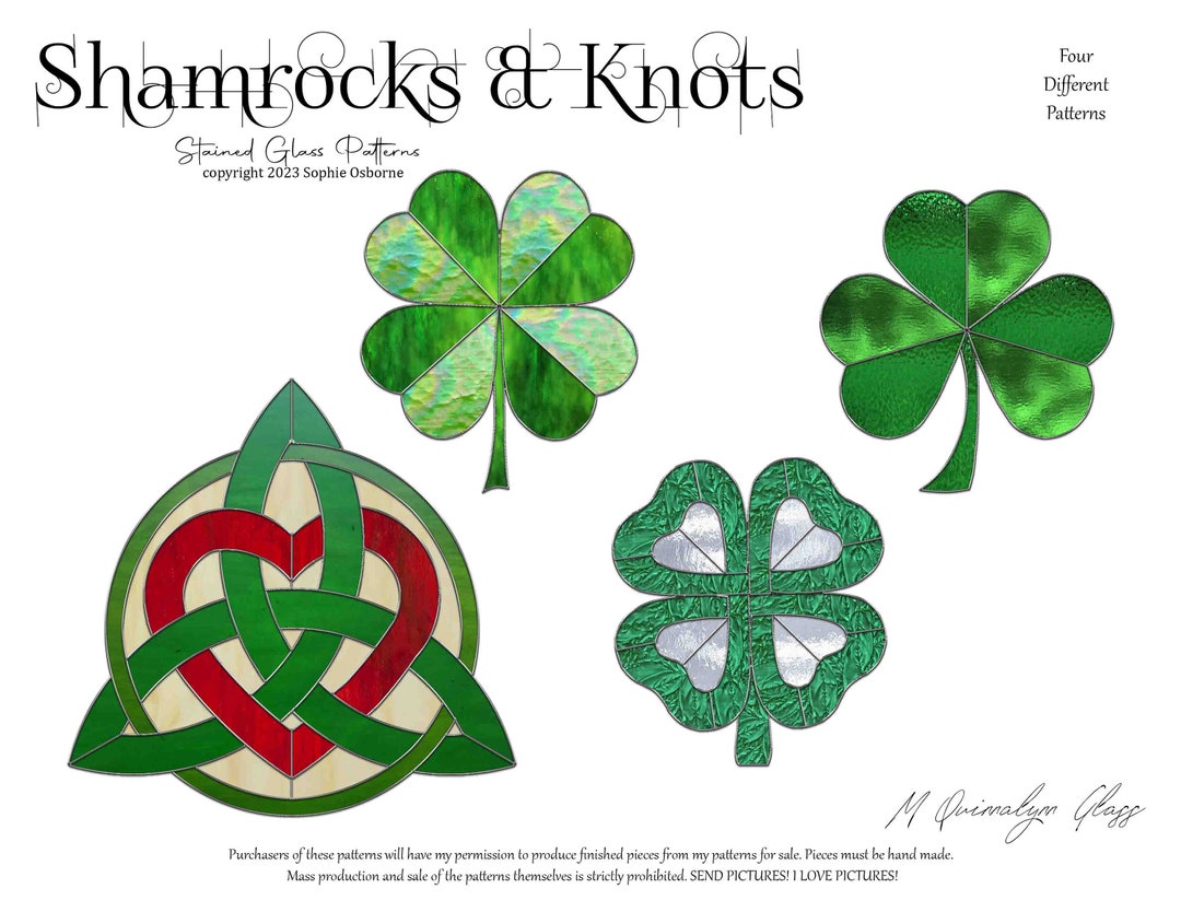 Shamrocks and Knots Stained Glass Patterns - Etsy