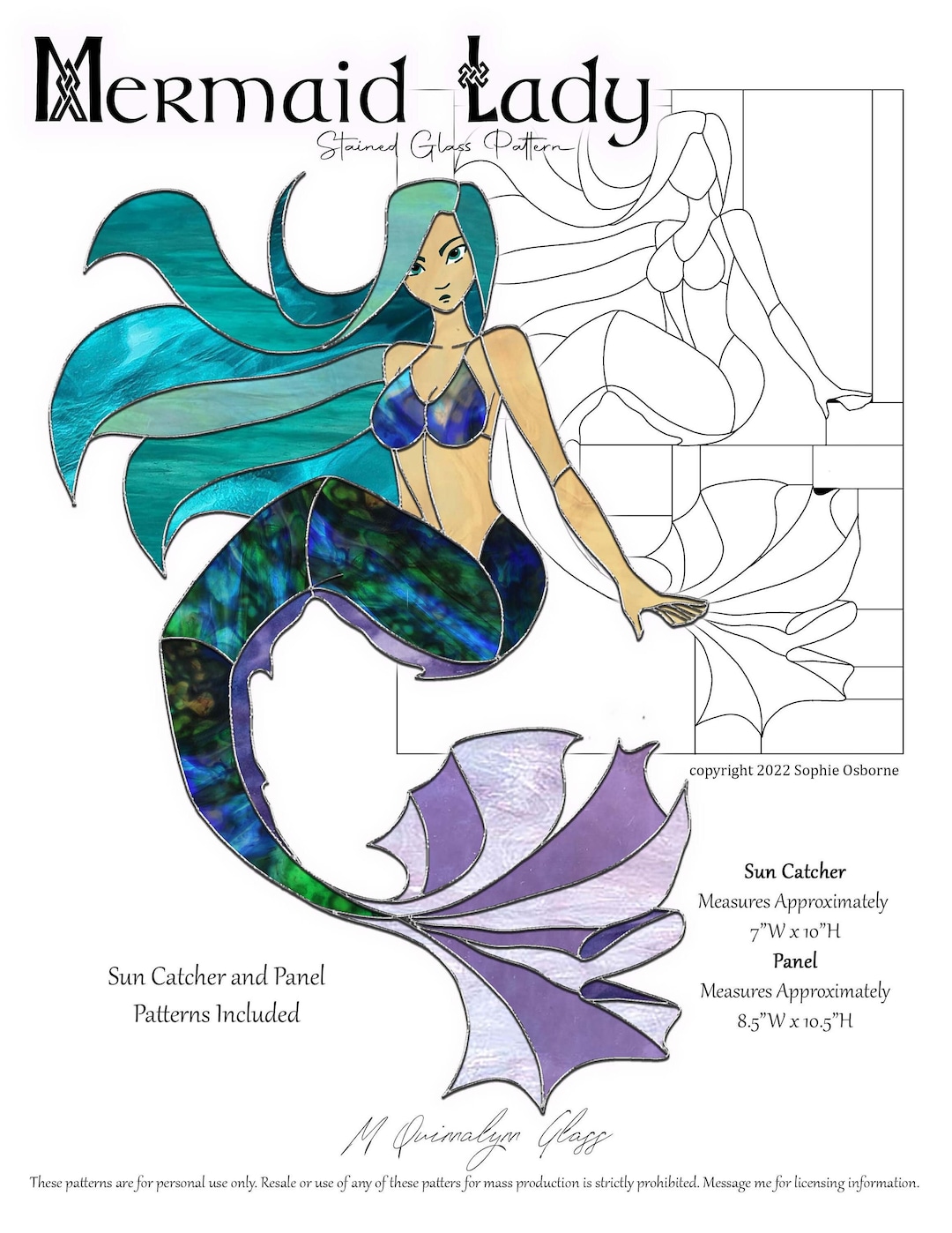 Mermaid Lady Stained Glass Pattern - Etsy