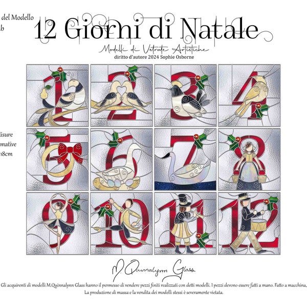 12 Giorni di Modelli di Vetrate Colorate di Natale