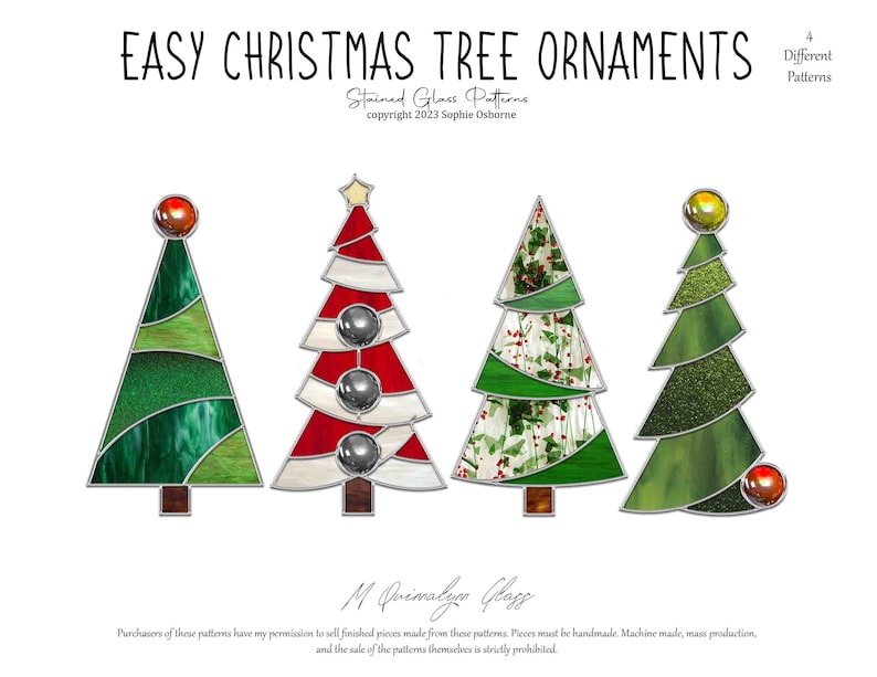 Einfache Weihnachtsbaum Ornamente Stain Glass Pattern Bild 1