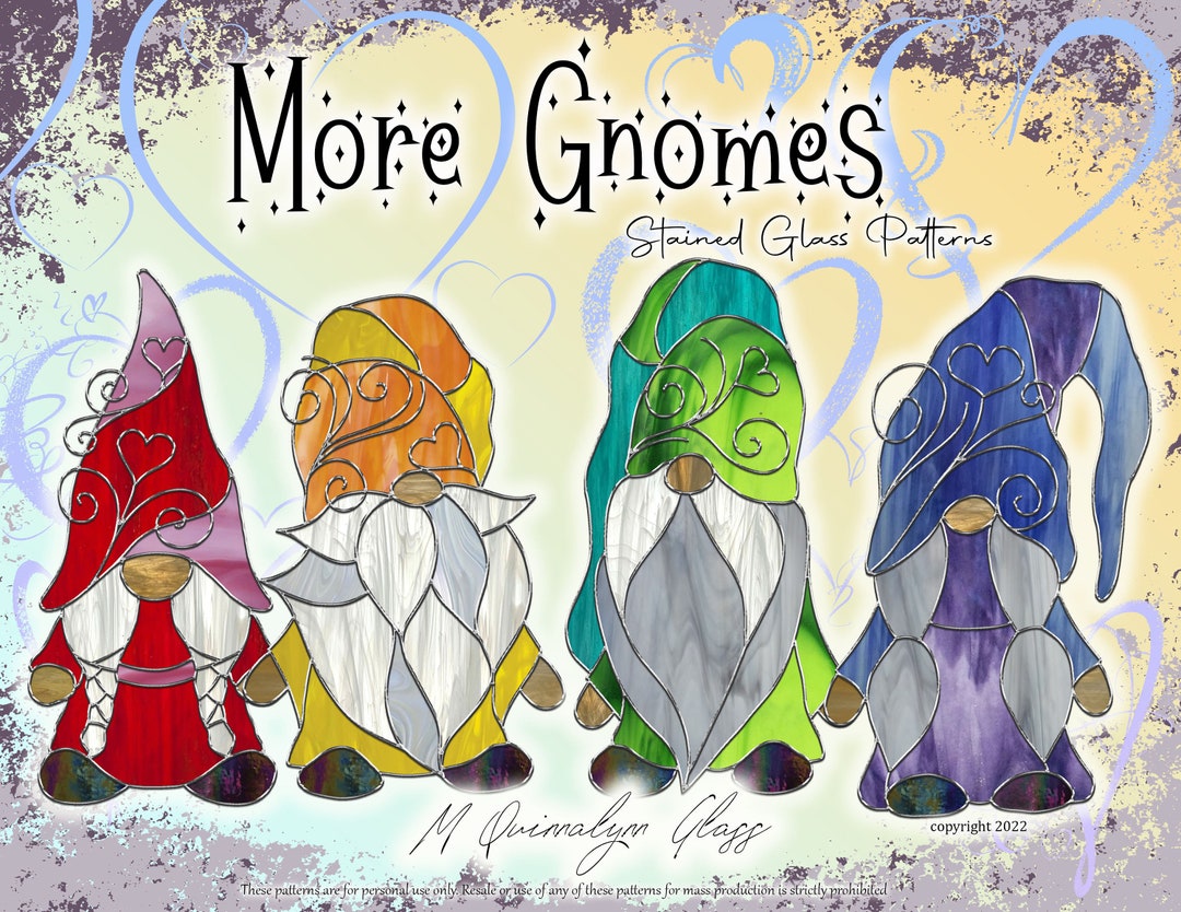 More Gnomes Stained Glass Gnome Patterns Suncatchers Glass Art Etsy