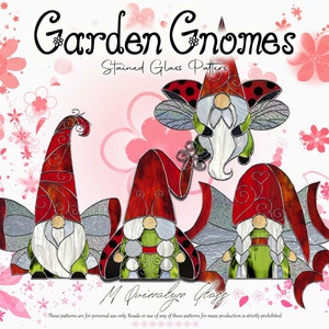 Garden Gnomes Stained Glass Pattern
