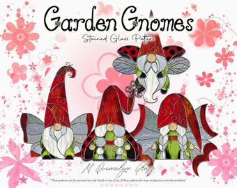 Garden Gnomes Stained Glass Pattern
