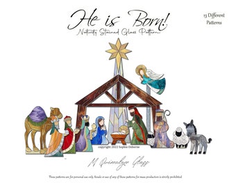 He is Born! Stained Glass Nativity Pattern *Original Version