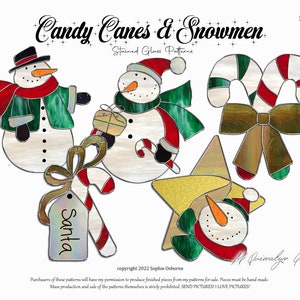Candy Canes and Snowmen Stained Glass Patterns