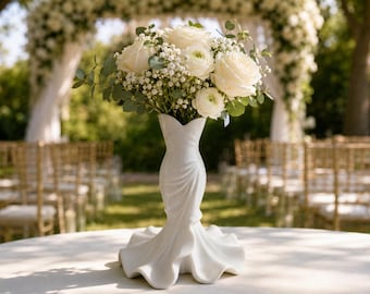 Wedding Dress Vase, Bridal Gown Vase, Bridal Shower Decor, Wedding Centerpiece, Bride to Be Gift, Wedding Table Decor Gift, Unique Vase