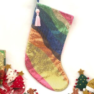 Christmas Stockings, Sequin Holiday Stocking, Multi Color Sequin Stockings, Stockings, Lined Christmas Stocking, Unique Christmas Stocking