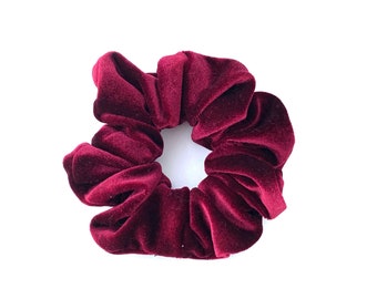 Dark Burgundy Velvet Scrunchie, Holiday Scrunchie, Handmade Hair Cloud, 80's 90's Retro Scrunchies