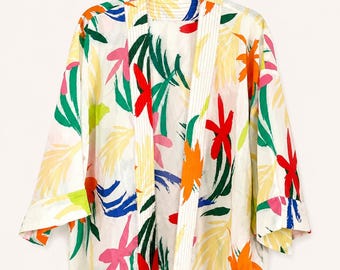 Kimono corto de viscosa de colores, kimono de viscosa vibrante, prenda de abrigo para invitadas de boda.
