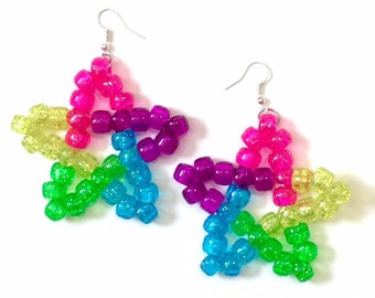 Rave Magic - Rainbow Glitter Star Earrings