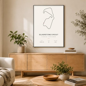 Silverstone-Rennstreckenkarte als Kunstdruck | Klassisches F1-Rennstrecken-Wandbild (Digitaler Download)