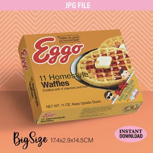 Eggo Waffles BIG BOX template |  box | party favor box | download print, cut & assemble