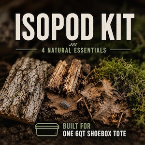 Isopod Starter Kit, Bioactive Terrarium Substrate Bundle, Bark Moss Leaf Litter, Millipede Springtail Habitat