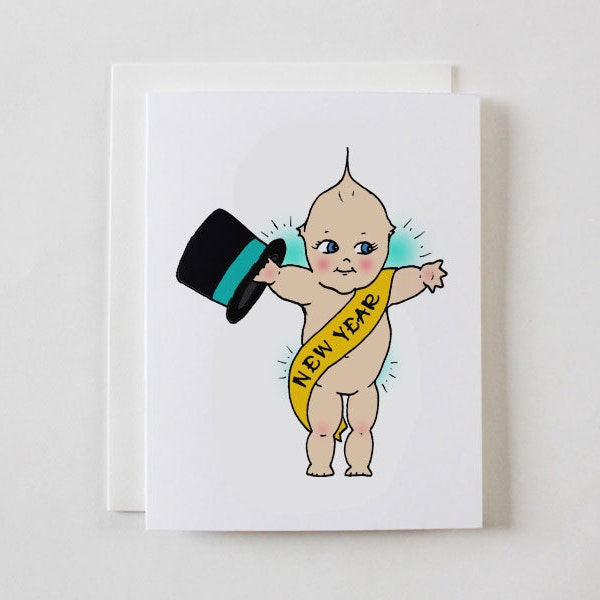 NEW YEAR KEWPIE Greeting Card