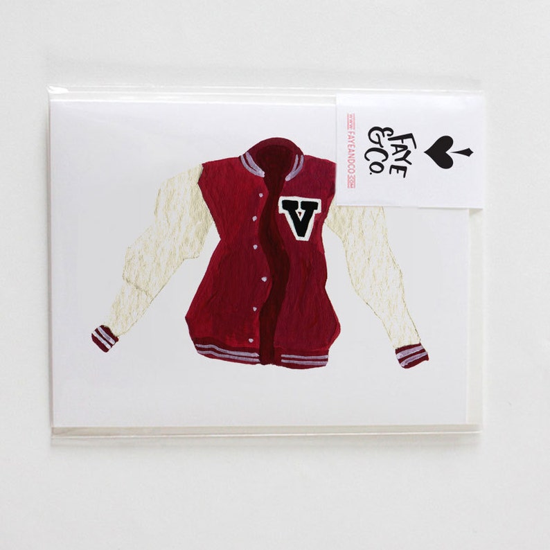 Varsity Jacket Greeting Card Letter Jacket Etsy