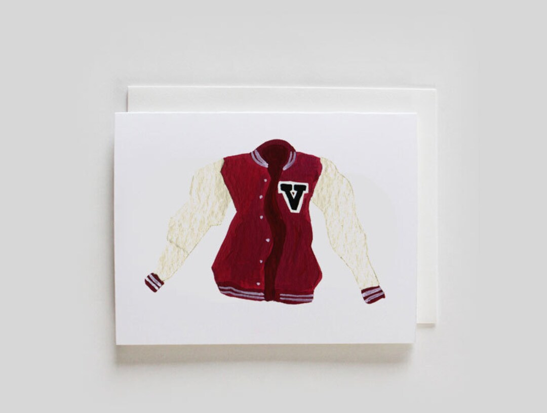 Varsity Jacket Greeting Card Letter Jacket Etsy