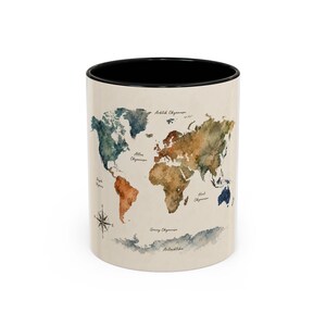 Watercolor World Map Mug | Coffee Mug